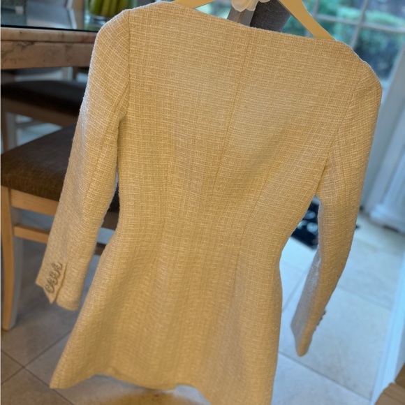 Self-Portrait Boucle Mini Dress With Tags! Cream Metallic. Free Matching Hat! - Picture 7 of 11